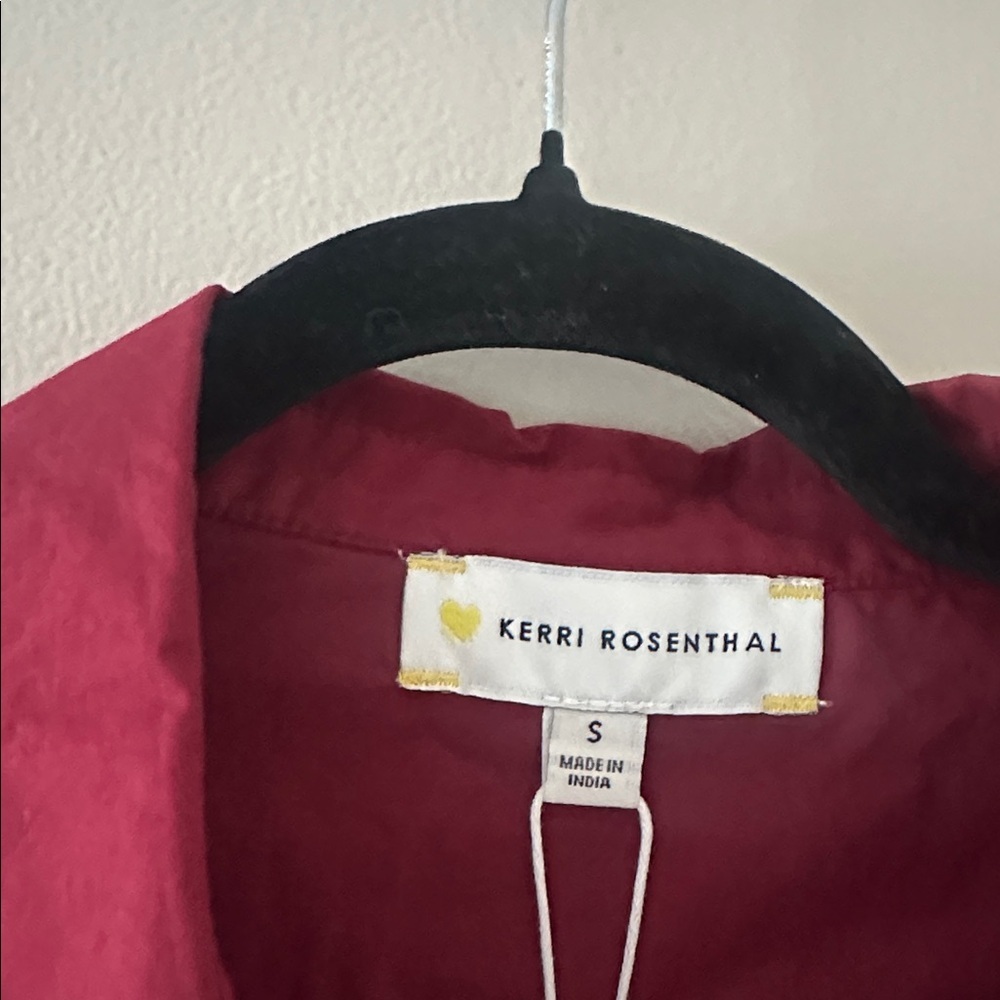 Kerri Rosenthal NWT Mia Button Down Shirt Max Heart Burgundy Sz Small Preppy - Picture 8 of 12